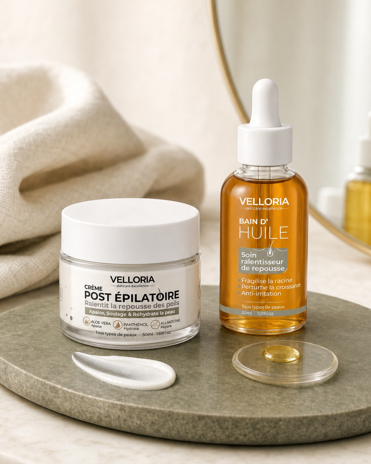 Rituel complet Hair Control VELLORIA avec crème et bain d’huile