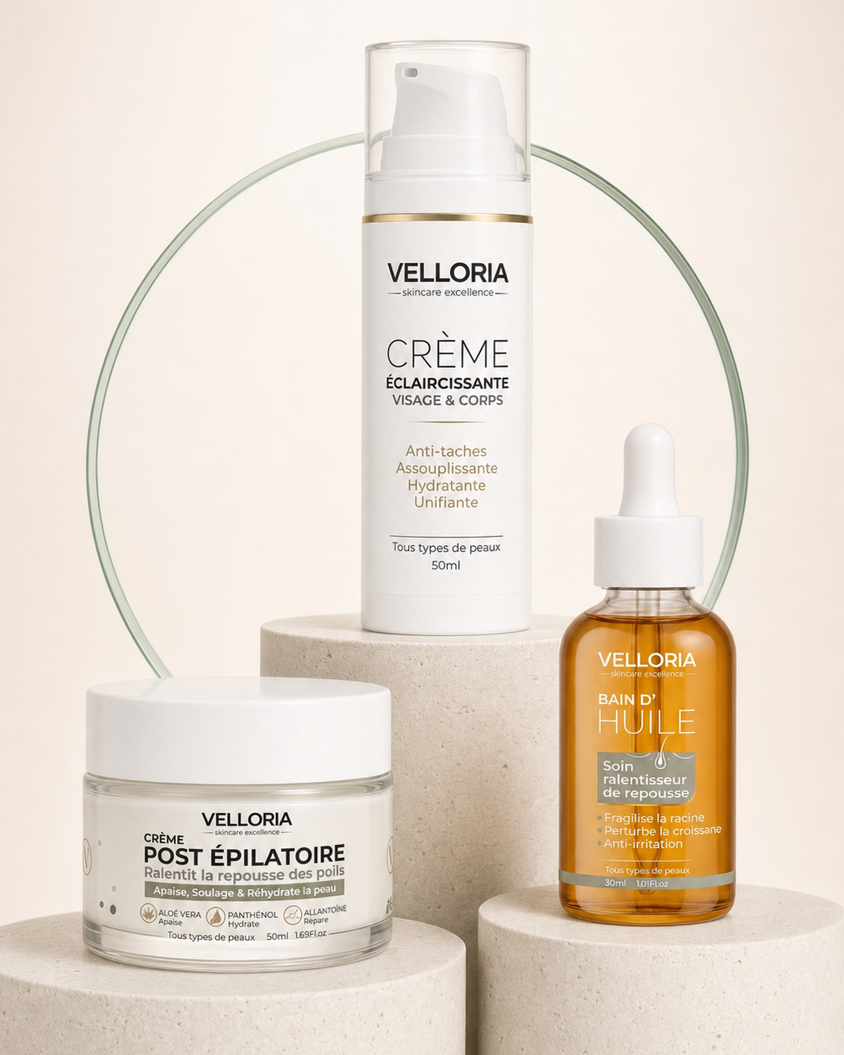 Les trois soins de la Routine Complète VELLORIA